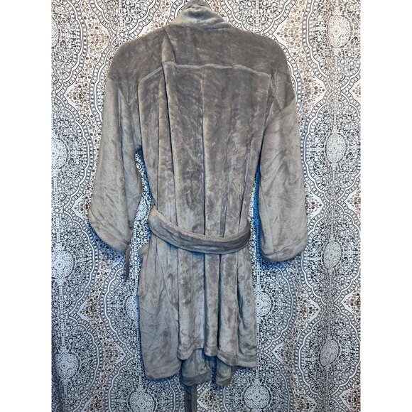 Stars Above Plush robe Collar Robe M/L Gray Soft Cozy - Picture 3 of 10